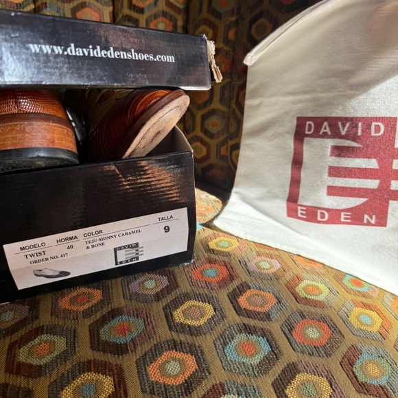 David Eden Teju lizard "TWIST" spectators men's 9 caramel/bone + box, bag, trees - Picture 12 of 14